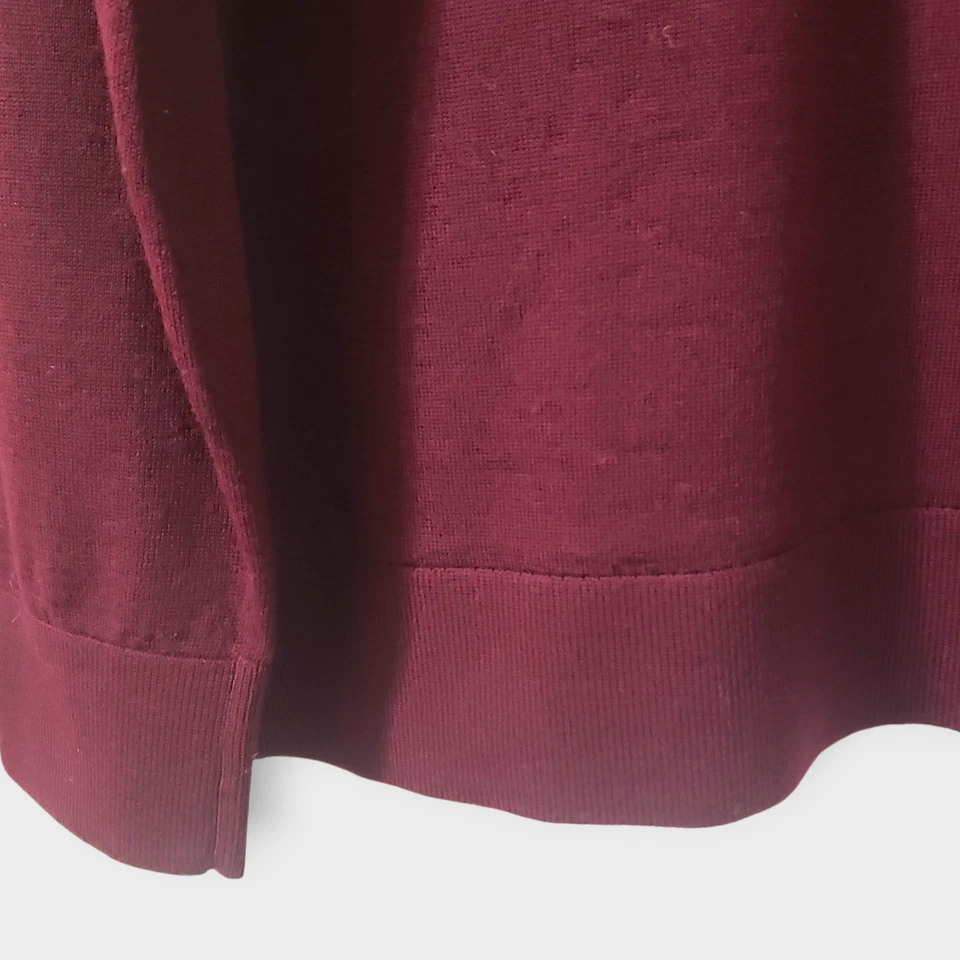 Suéter Katherine Barclay 100% lã merino gola redonda vinho Borgonha tamanho XXL Preppy - Imagem 3 de 4