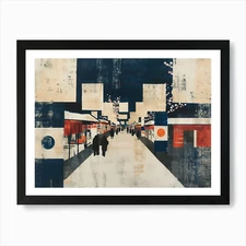 Abstract Painting of an Asian Marke Framed Wall Art Poster Canvas Print Picture
