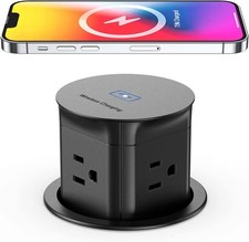 Jgstkcity Pop up Outlet with 15W Wireless Charger,4 Outlets 15A, Splash Resistan