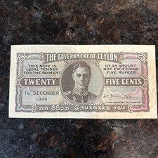 1949 Ceylon 25 Twenty Five Cents King George VI. A65 369018