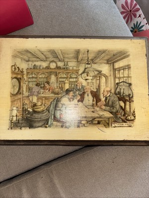 Vintage 1966 D.A.C. Wooden Plaque Wall Hanging  The Card Player By Anton Pieck