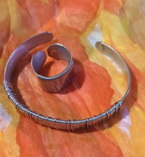 Parure anello e bracciale alla schiava regolabili in argento 925 made in Italy