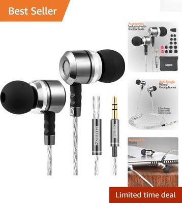 High-Definition Wired Headphones - Aluminum In-Ear, Tangle-Free, for Active Use