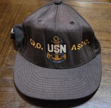 Size L-XL Assoc. CPO United States Navy Hat Fitted Baseball Cap Gold Anchor 