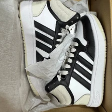 Adidas Hoops 3.0 Mid Kids' Shoes Size 11K –White Black Beige IH7893 Sneakers NEW