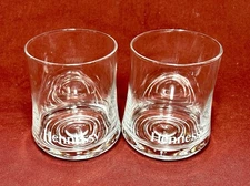 Set Of 2 ~ HENNESSY Cognac Clear Lowball Glasses~White Lettering