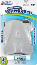 Jumbo Foil 4" Silver Poster Letters plus Glue Stick, 52- Letters PA-2052 