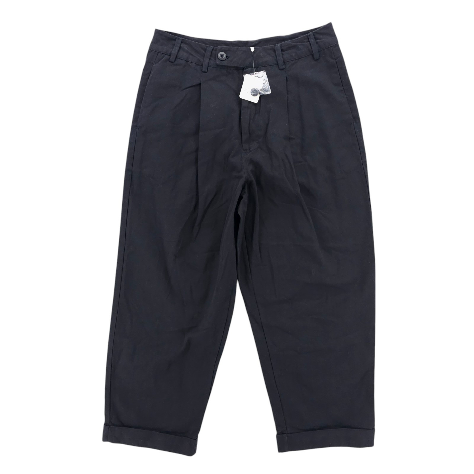 NWT FREE PEOPLE Needed Breaking Trousers Black Pleated Cuffed High Waist Size 4