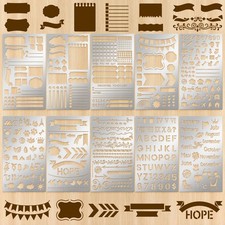 10 Pcs Stainless Steel Planner Stencils Kit Metal Journal Calendar Scrapbook ...