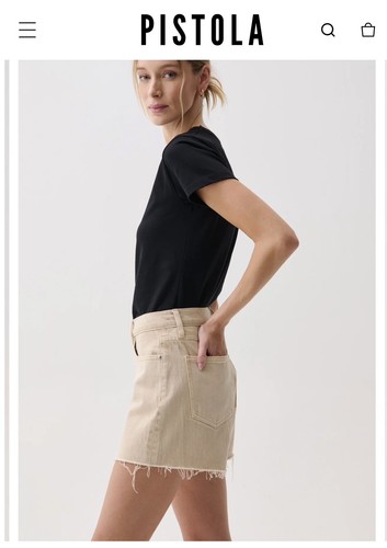Pistola Kennedy Women’s Mid Rise Relaxed Cut Off Denim Shorts in Honey, Sz 29