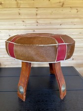 Vintage Pouf Hocker Echtfell Leder Marokkanisch Kamelhocker 70er Boho Ethno