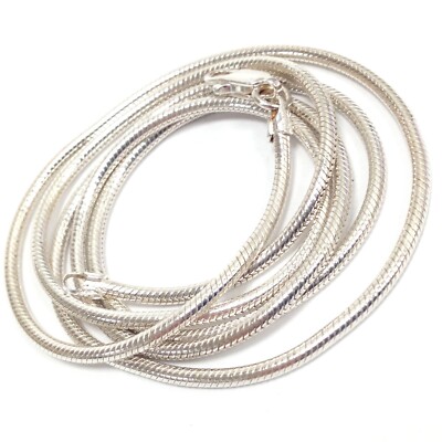 AGI Italy 925 Sterling Silver 1.8mm Thick Snake Necklace 24'' Lobster Clasp 15.6g