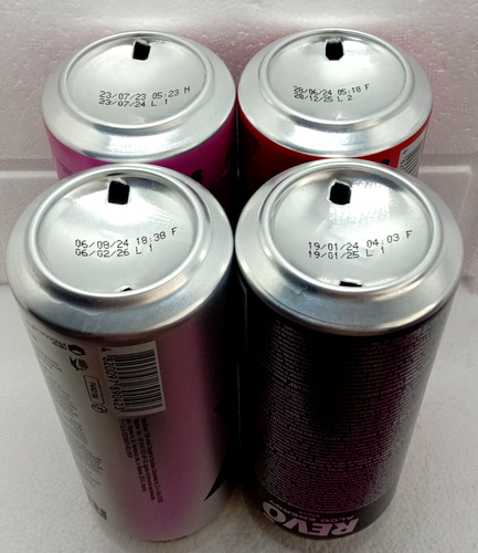 Revo Energy Drink Leerdosen 500ml Ukraine 2023-2024 Boden offen 4er Set - Bild 6 von 8