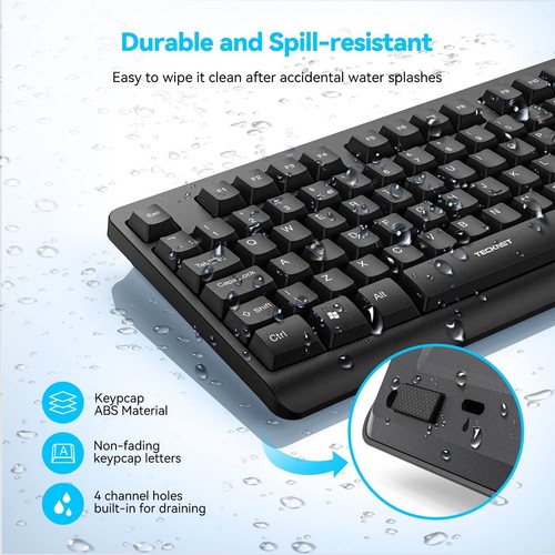 TECKNET Wireless Keyboard and Mouse Set, Ergonomic 2.4G Cordless TK-KM003 - Picture 3 of 7