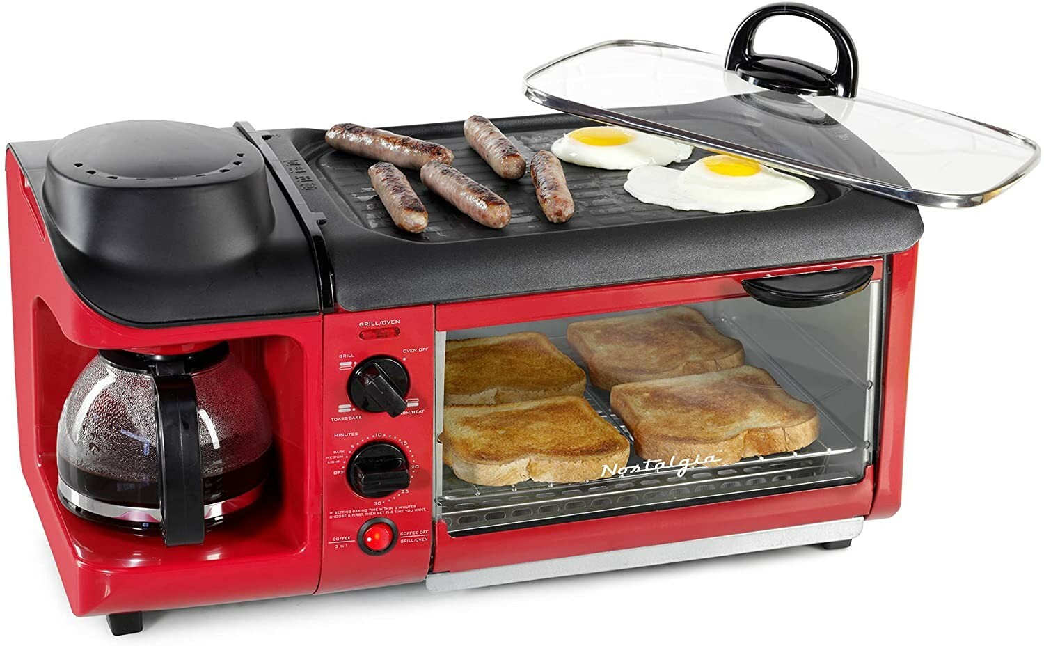 Griddle Toaster Oven Family Size Red