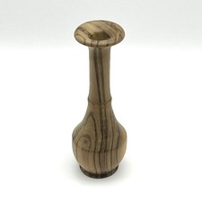 Vintage Wooden Turned Mini Bud Vase Two Tone Wood Grain Finish Boho 4.5 Inches