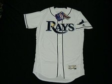 AUTHENTIC MAJESTIC SIZE 52 2XL, TAMPA BAY RAYS WHITE FLEX BASE Jersey SHARP!