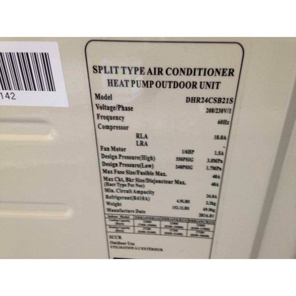 JOHNSON CONTROLS DHR24CSB21S 24,000 BTU OUTDOOR MINI-SPLIT HEAT PUMP, 20  SEER | eBay