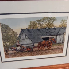 Signed THELMA WINTER Limited Edition PLANTING TIME Matted Framed Art Print Amish