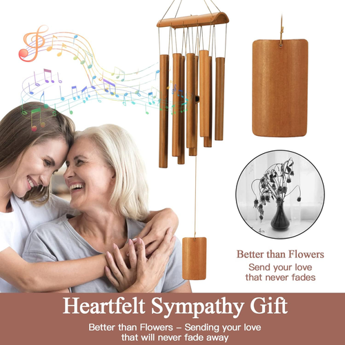 Wooden Bamboo Wind Chimes Sympathy Outdoor Windchimes for Patio Porch Garden - Picture 6 of 12