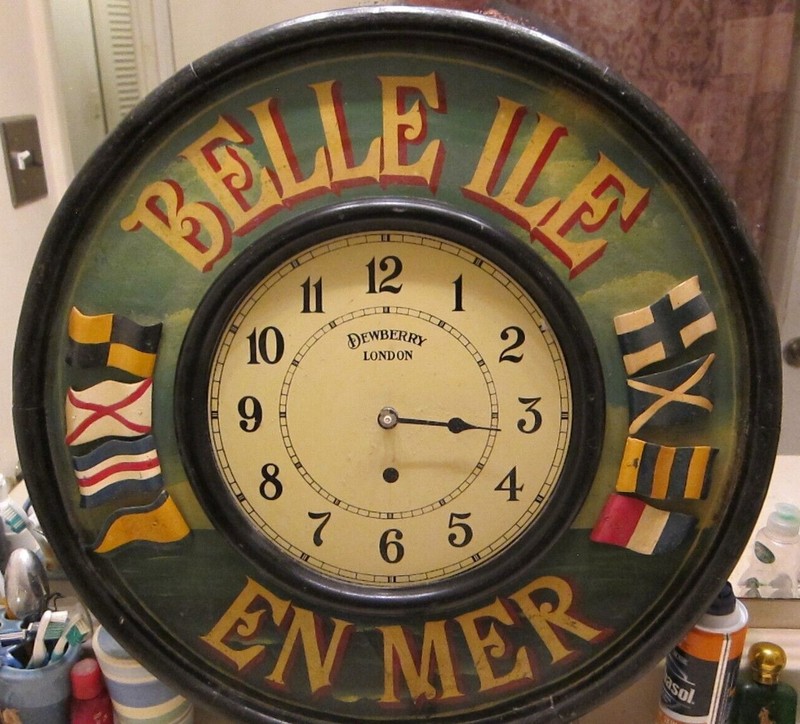 Antique French Art "BELLE ILE EN MER" Relief Clock