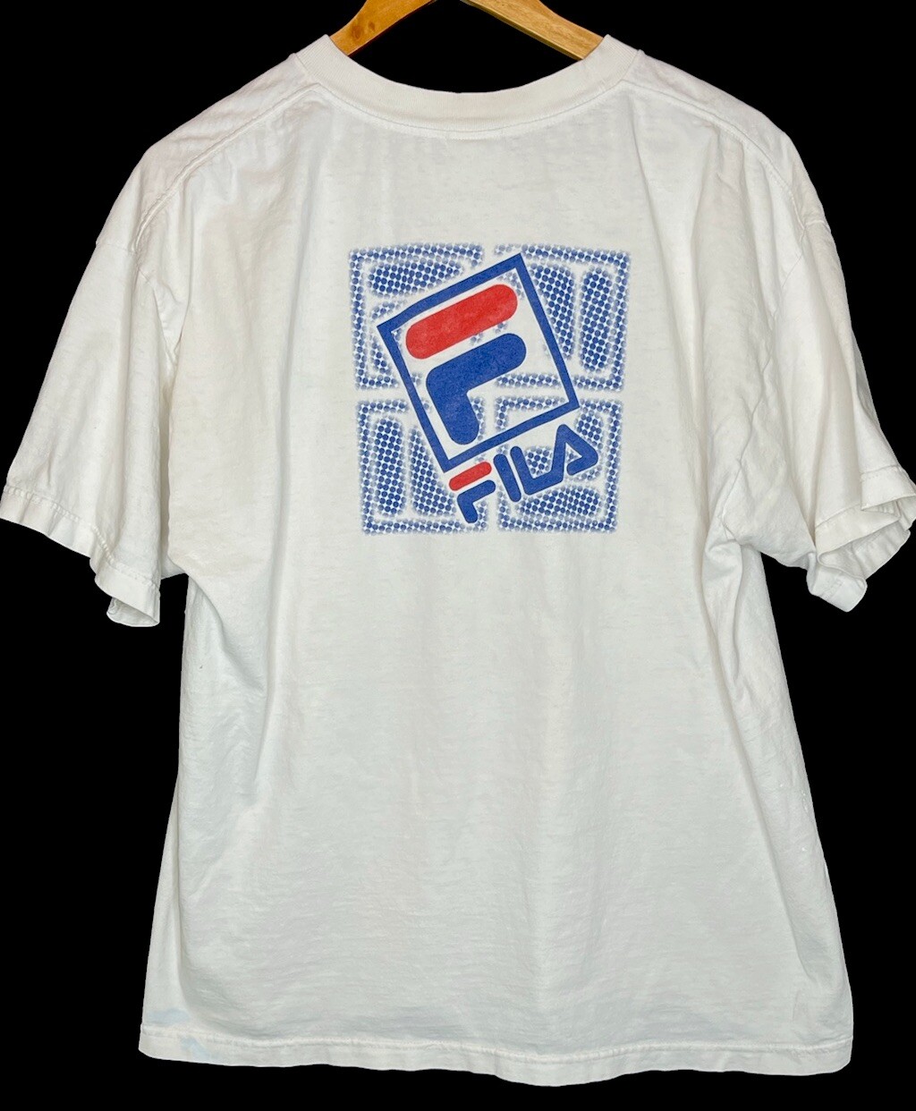 T shirt Fila vintage anni 90 abbigliamento sportivo retrò tennis bianco made in USA taglia XL