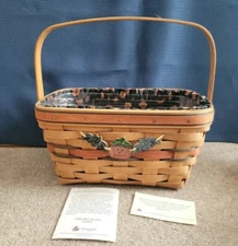 Longaberger 2004 Halloween Boo Basket Set w/Swing Handle & Tie-on