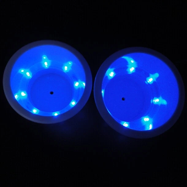 Portavasos de plástico 2 piezas con luces azules 8 LED para coche barco camión cámper Foto 3 de 4