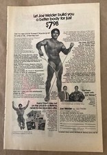 Joe Weider bodybuilding 1976 print ad retro 1970s comic mail order muscle man