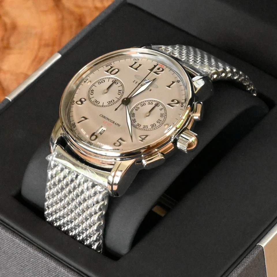 ZEPPELIN LZ 127 8678-4 Chronograph Herren Armbanduhr Milanaise Edelstahl 43mm - Bild 2 von 4
