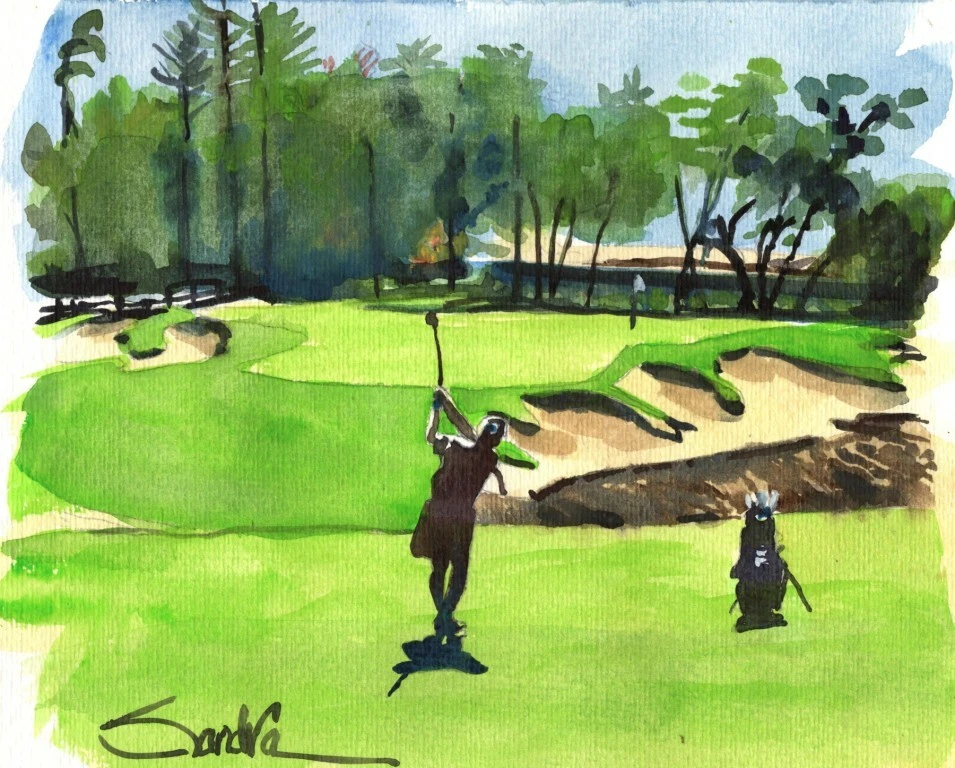 Golf California – Signed Limited Edition Art Print by Sandra Watercolors™ - Image 2 of 2