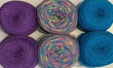 Cristal Lace yarn. Colors 348/31/683. Acrylic/Rayon. 900 yards 1 set of 6 Balls.
