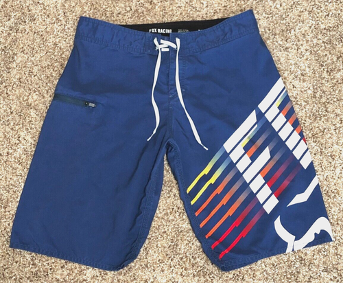 Men's FOX RACING Blue/Multi Colored Large Side Logo Swim Trunks Size 30 ...