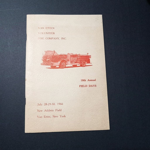 Van Etten New York Fire Department 1966 Field Days 24 pg Booklet Local