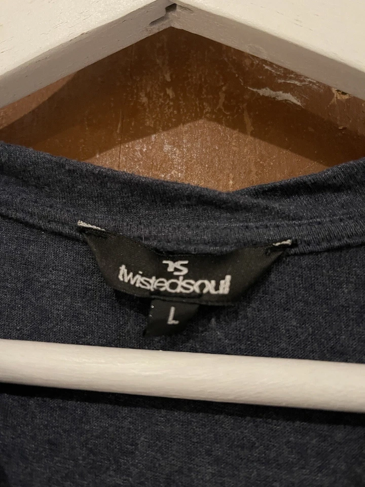 Twisted Soul T-Shirt Grey Short Sleeve Crew Neck Cotton Blend Large - Image 4 of 4