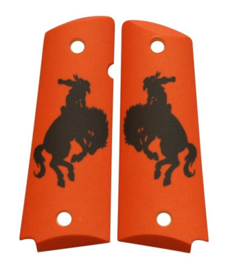 Bucking Bronc, Bronco, Orange Custom Full Size Government Commander 1911 Grips