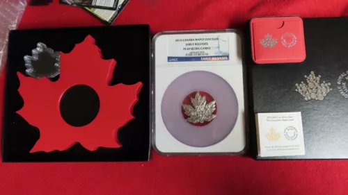 2015 Canada Maple Leaf Shape Coin .999 Silver 1 Ounce NGC Graded PF69 w. BOX&COA