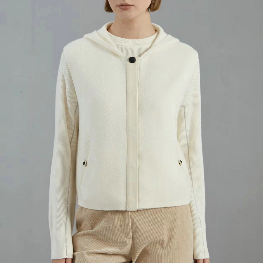 Chaleco tejido de lana de oveja con capucha otoño/invierno para mujer para Brunello Cucinelli Foto 2 de 4