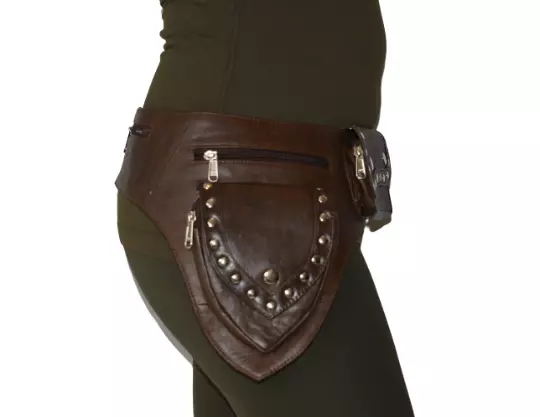 Leather Utility Belt Festival Hip Belt Travel Pocket Belt 