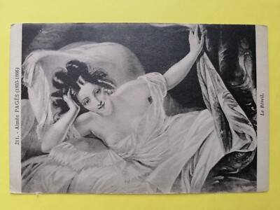 Old postcard FANTASY WOMAN WOMEN erotic nude ''LE REVIL'' by Aimée PAGÈS 1803-1866