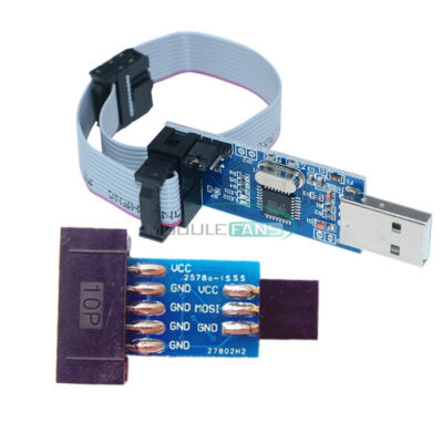 10 Pin Convert to Standard 6 Pin Adapter Board+USBASP USBISP AVR Programmer USB