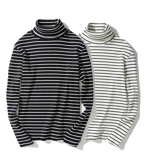 Men Pullover T-shirt Striped Long 