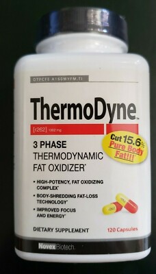 Novex Biotech - Thermodyne - 120 Capsules - 3 Phrase Fat Oxidizer - Exp 12/2026