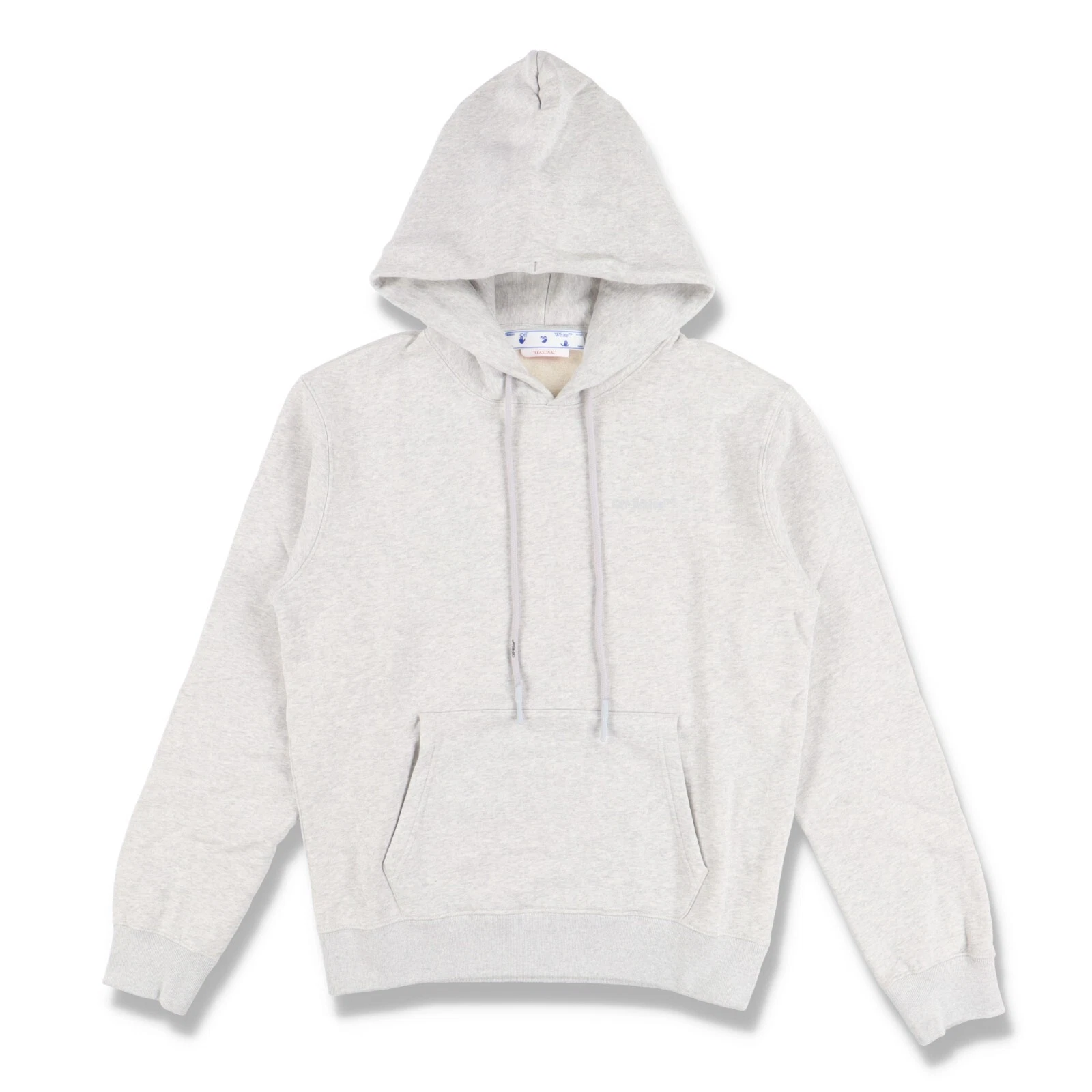 OFF WHITE Felpa con cappuccio in gomma con logo grigio sporco taglia XS vestibilità rilassata