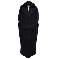 Men's Cashmere Wool Thick Black Hooded Long Sleeve Moroccan Thobe Jubba Djellaba