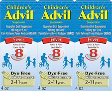 Children's Advil Dye-Free Ibuprofen Pain  Fever Relief White Grape, 3 x 4 fl oz