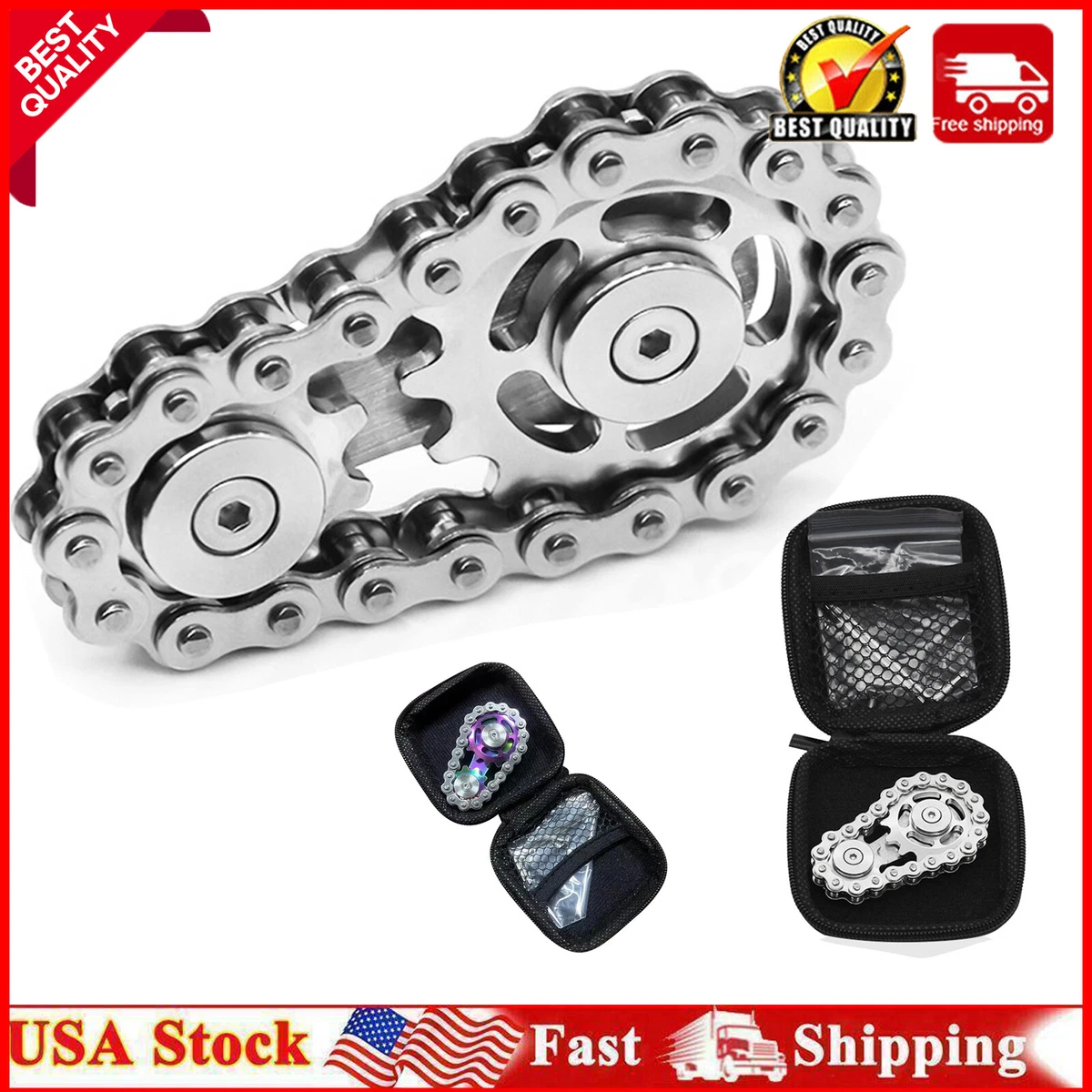 Bike Chain Gear Fidget Spinner Gyro Metal Sprocket Decompress Stainless Steel