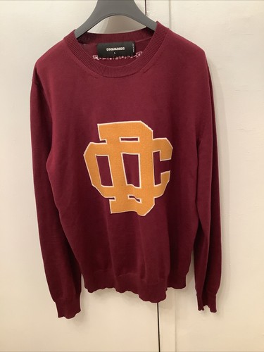 DSQUARED2 Maxi Logo Unisex Burgundy Jumper Knit Sweater Pullover Size L - Picture 14 of 14