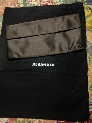 Jil Sander Satin Flap Pochette Clutch Bag Teak Brown New