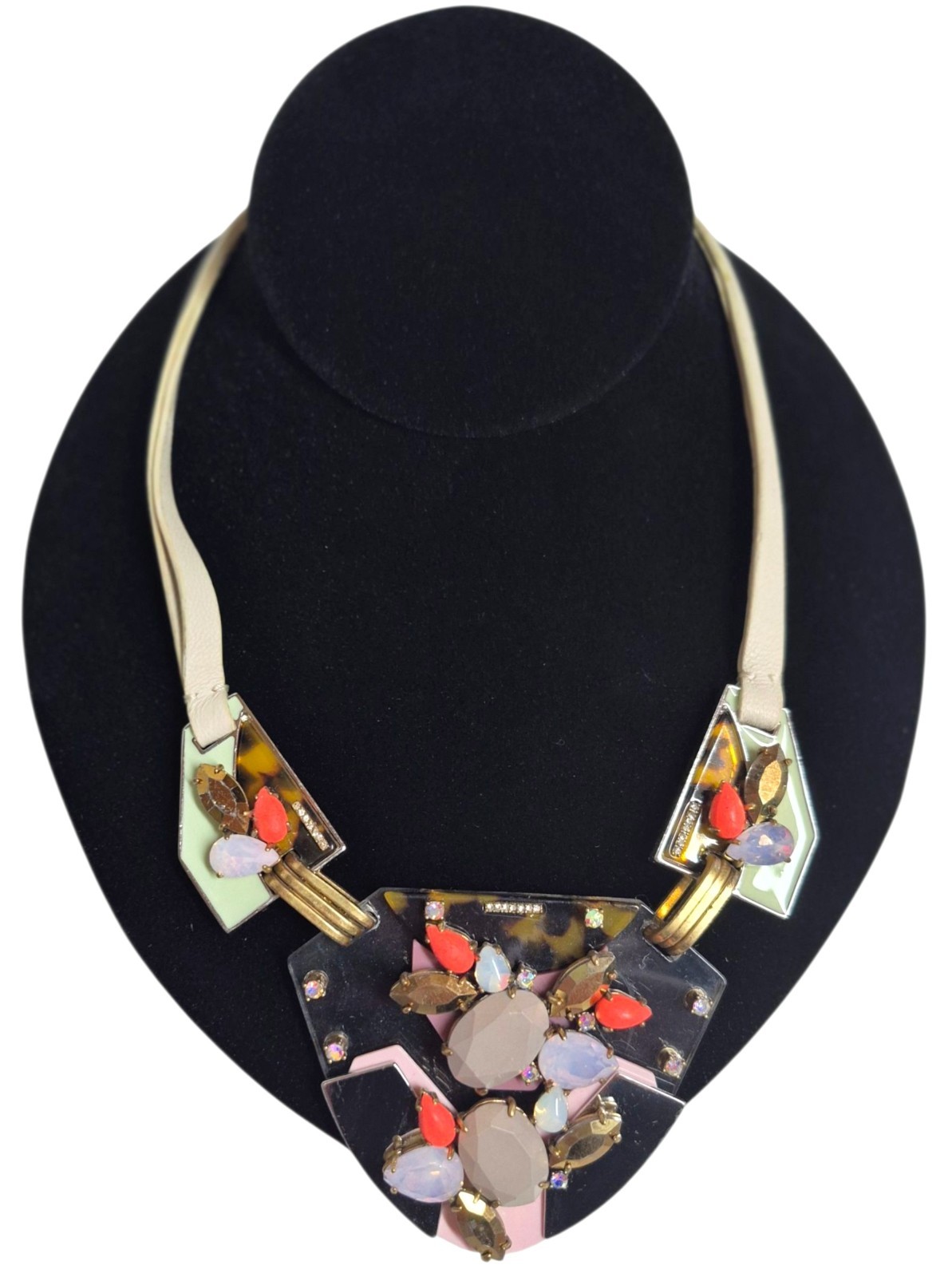 J.Crew Techtonic Statement Necklace Tortoise Grey… - image 8